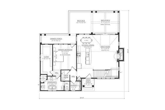 Floor Plan - Main Floor for Cabin House Plan #1094-18 - 3 bed, 2.5 bath