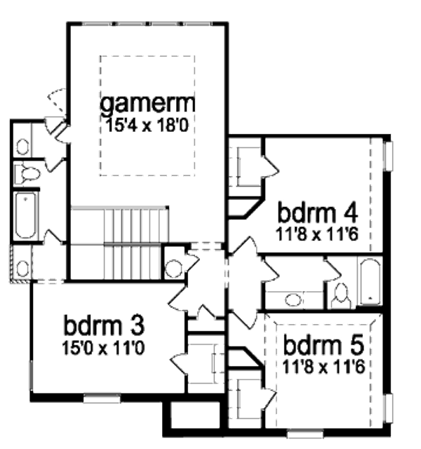 Floor Plan - Upper Floor for European House Plan #84-410 - 5 bed, 4 bath