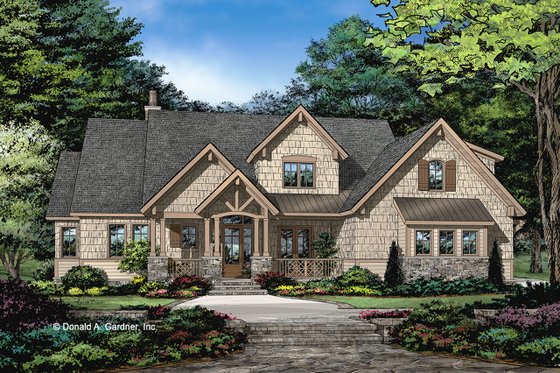 Exterior - Front Elevation 3 for Craftsman House Plan #929-1051 - 5 bed, 4 bath
