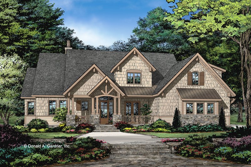 Architectural House Design - Exterior - Front Elevation 3 for Craftsman House Plan #929-1051 - 5 bed, 4 bath