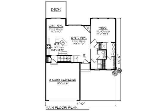 Floor Plan - Main Floor for Craftsman House Plan #70-1265 - 3 bed, 2.5 bath