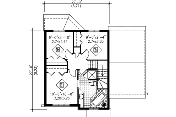 Floor Plan - Upper Floor for Traditional House Plan #25-2157 - 3 bed, 1.5 bath