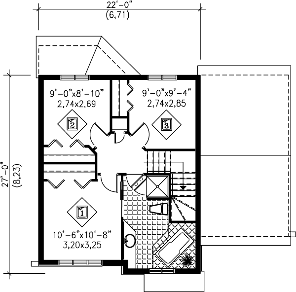 Traditional Floor Plan - Upper Floor Plan #25-2157