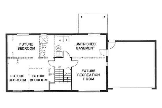 Floor Plan - Lower Floor for Traditional House Plan #18-9066 - 3 bed, 1 bath