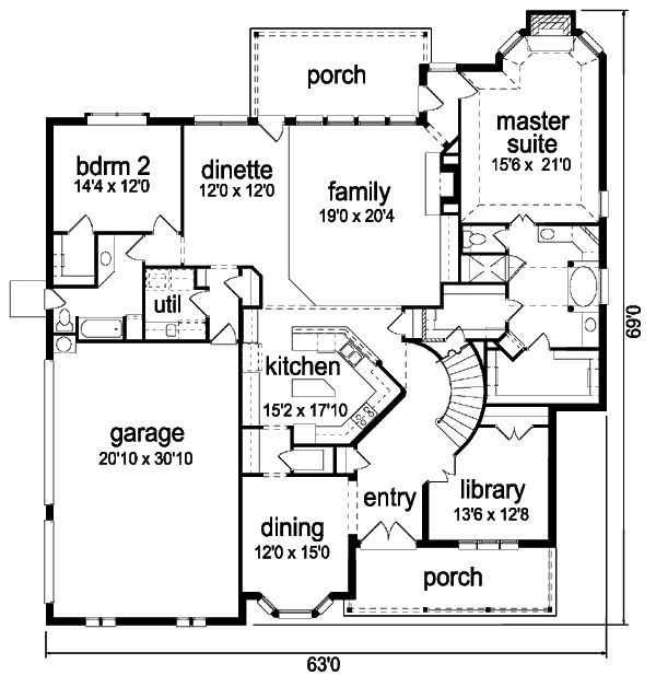 Dream House Plan - European Floor Plan - Main Floor Plan #84-431