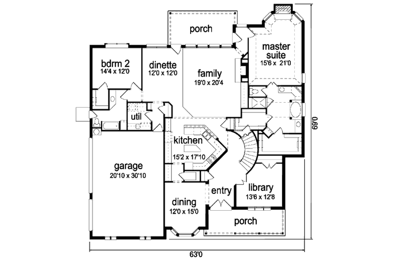 Dream House Plan - Floor Plan - Main Floor for European House Plan #84-431 - 5 bed, 4 bath