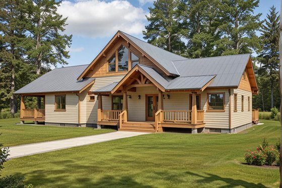 Exterior - Front Elevation for Modern House Plan #117-455 - 2 bed, 2 bath