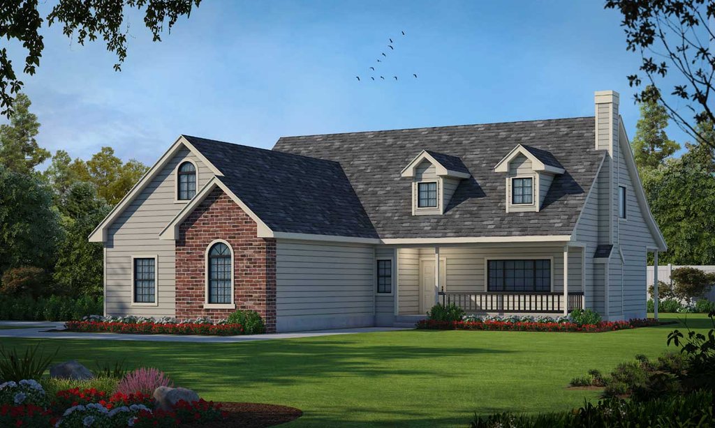 Exterior - Front Elevation 2 for Country House Plan #103-101 - 3 bed, 2 bath