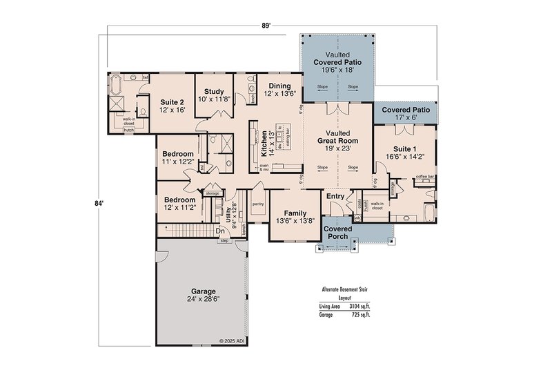 Architectural House Design - Floor Plan - Other Floor for Ranch House Plan #124-1373 - 4 bed, 3 bath