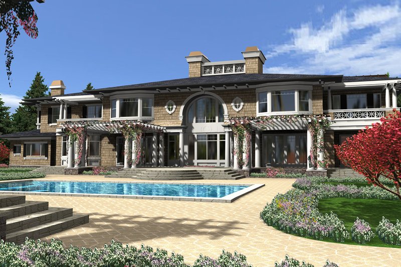 House Blueprint - Exterior - Rear Elevation for Traditional House Plan #132-217 - 4 bed, 7 bath