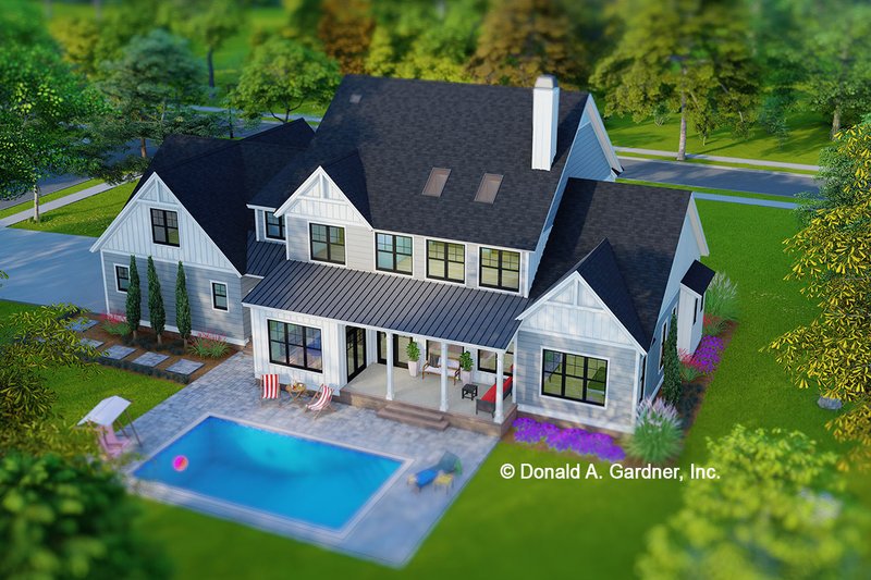 Home Plan - Exterior - Rear Elevation 1 for Farmhouse House Plan #929-1168 - 4 bed, 3.5 bath