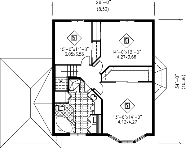 Traditional Floor Plan - Upper Floor Plan #25-2198