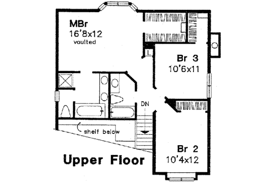 Floor Plan - Upper Floor for Traditional House Plan #320-112 - 3 bed, 2.5 bath