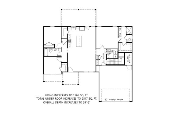 Floor Plan - Lower Floor for Farmhouse House Plan #1074-123 - 3 bed, 2 bath