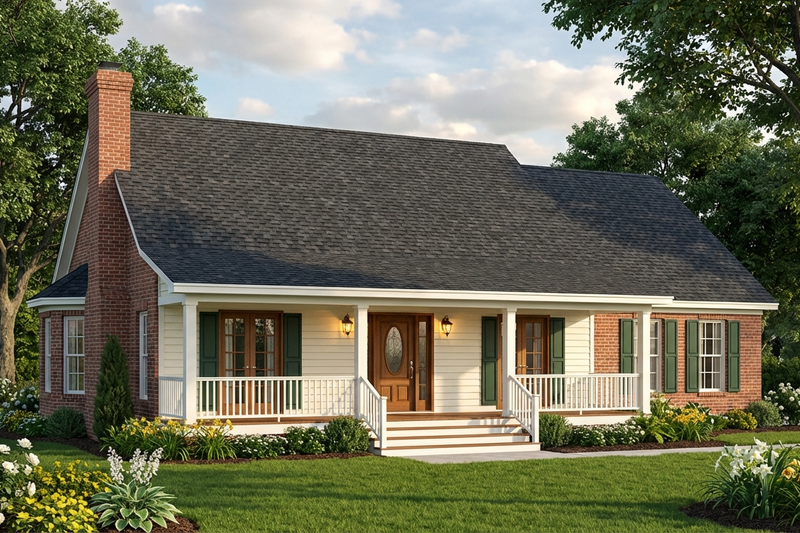 House Blueprint - Exterior - Front Elevation 2 for Southern House Plan #406-154 - 3 bed, 2 bath