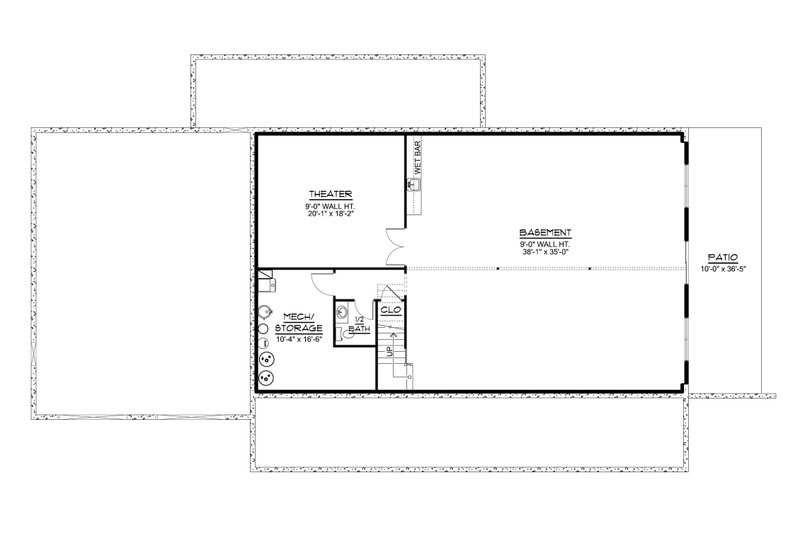 House Design - Floor Plan - Lower Floor for Farmhouse House Plan #1064-366 - 3 bed, 2.5 bath