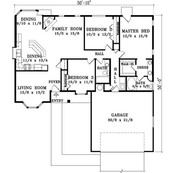 Adobe / Southwestern Floor Plan - Main Floor Plan #1-421