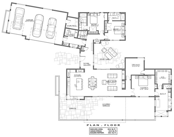 Contemporary Floor Plan - Main Floor Plan #892-22