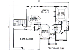 Floor Plan - Main Floor for Traditional House Plan #67-104 - 4 bed, 3.5 bath