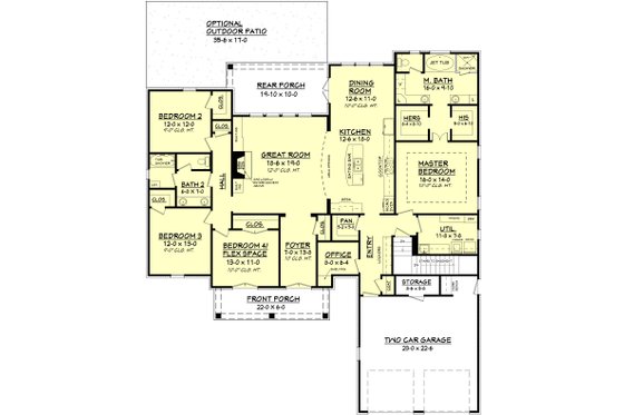 Floor Plan - Main Floor for European House Plan #430-102 - 4 bed, 2 bath