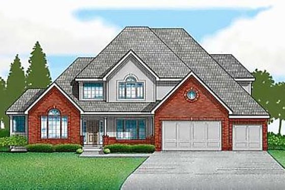 Exterior - Front Elevation for Traditional House Plan #67-149 - 4 bed, 4 bath