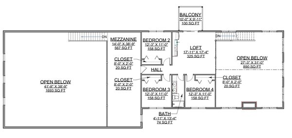 Barndominium Floor Plan - Upper Floor Plan #1116-16