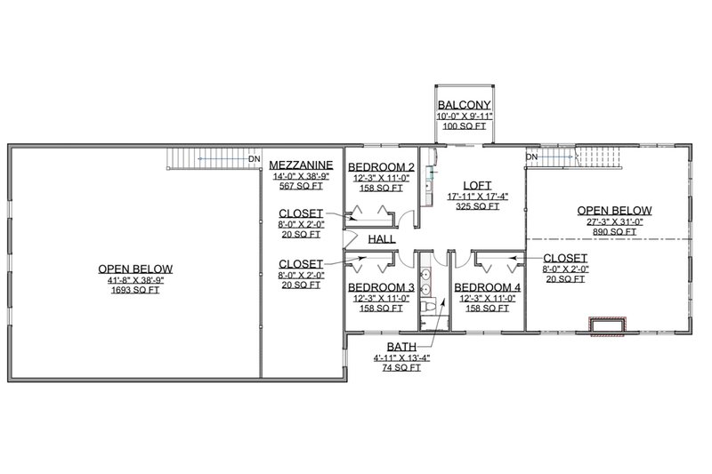 Architectural House Design - Floor Plan - Upper Floor for Barndominium House Plan #1116-16 - 4 bed, 3 bath