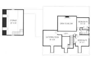 Floor Plan - Upper Floor for Mediterranean House Plan #76-111 - 3 bed, 2.5 bath