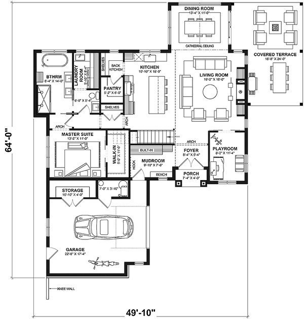 Architectural House Design - Country Floor Plan - Main Floor Plan #23-2822