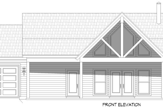 Exterior - Front Elevation 3 for Prairie House Plan #932-967 - 2 bed, 2 bath