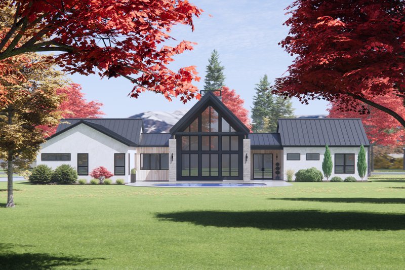 Home Plan - Exterior - Rear Elevation 1 for Modern House Plan #1096-60 - 4 bed, 3 bath