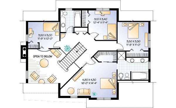 Traditional Floor Plan - Upper Floor Plan #23-246