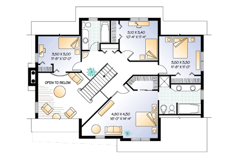 Dream House Plan - Floor Plan - Upper Floor for Traditional House Plan #23-246 - 4 bed, 2.5 bath