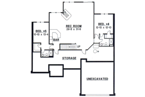 Floor Plan - Lower Floor for European House Plan #67-252 - 5 bed, 4 bath