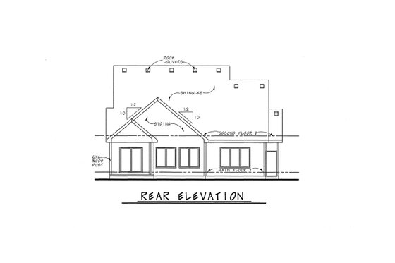 Exterior - Rear Elevation 1 for Craftsman House Plan #20-2154 - 3 bed, 2.5 bath