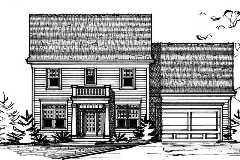 House Blueprint - Exterior - Front Elevation 3 for Colonial House Plan #20-2204 - 3 bed, 3 bath
