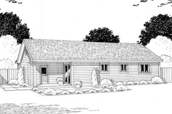 Exterior - Rear Elevation for Country House Plan #312-541 - 3 bed, 2 bath