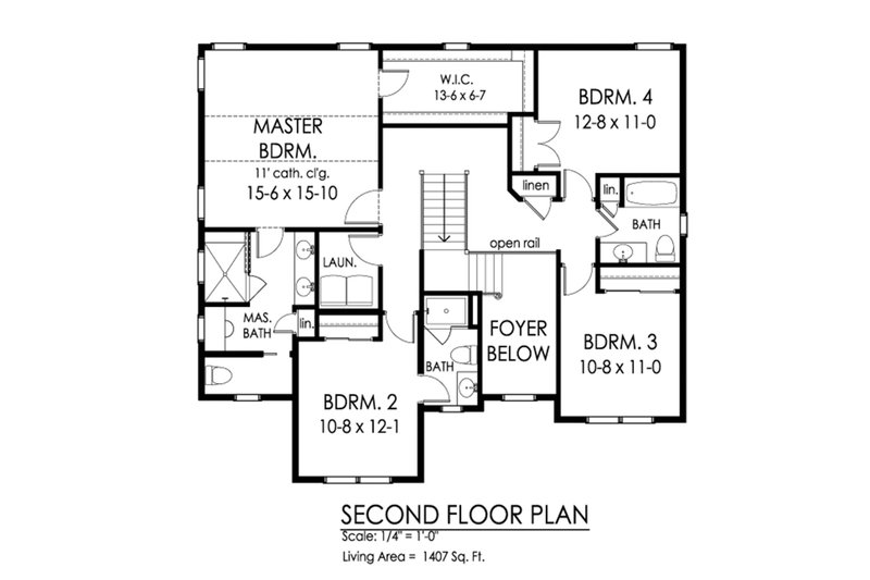 Dream House Plan - Floor Plan - Upper Floor for Traditional House Plan #1010-232 - 4 bed, 3.5 bath