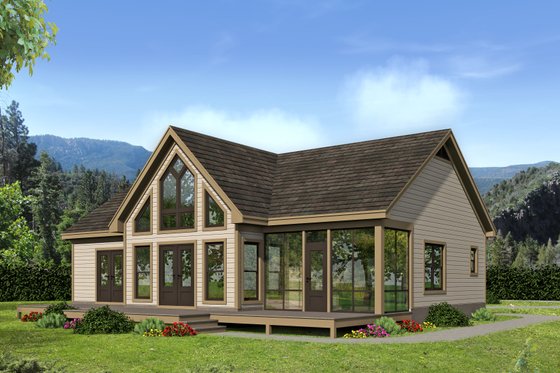 Exterior - Rear Elevation for Country House Plan #932-35 - 2 bed, 2 bath