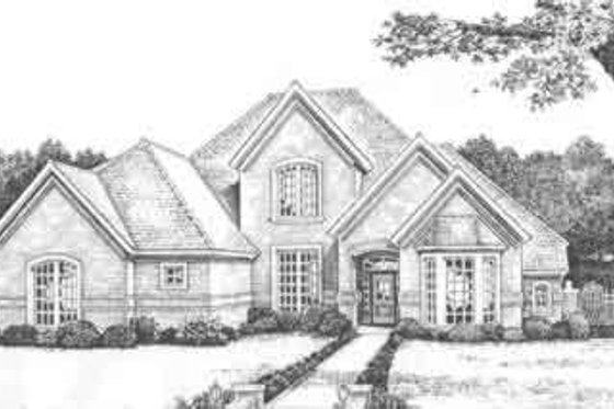 Exterior - Front Elevation for European House Plan #310-496 - 4 bed, 3.5 bath