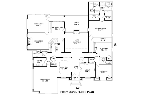 Floor Plan - Main Floor for European House Plan #81-13839 - 5 bed, 3.5 bath