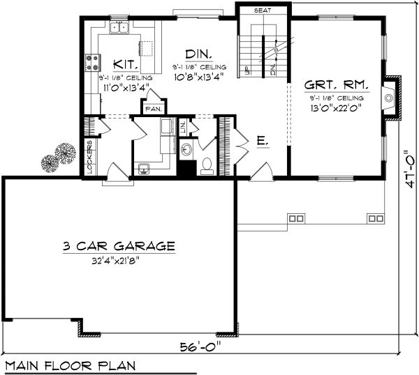 Home Plan - Craftsman Floor Plan - Main Floor Plan #70-1133