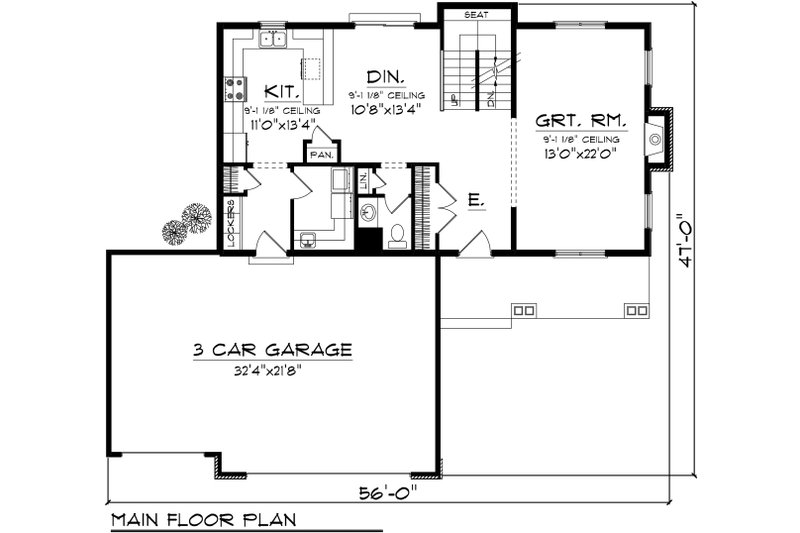 Dream House Plan - Floor Plan - Main Floor for Craftsman House Plan #70-1133 - 3 bed, 2.5 bath