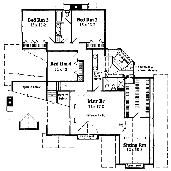 Traditional Floor Plan - Upper Floor Plan #75-120