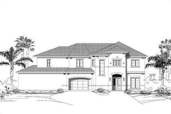 Exterior - Front Elevation for European House Plan #411-705 - 4 bed, 3.5 bath