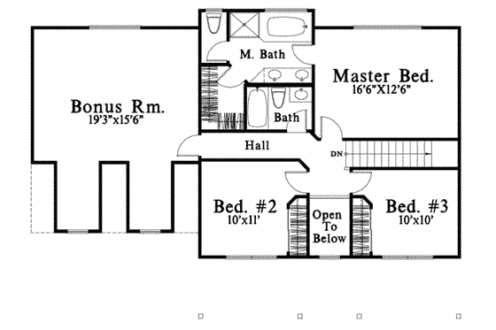 Floor Plan - Upper Floor for Traditional House Plan #78-152 - 3 bed, 2.5 bath