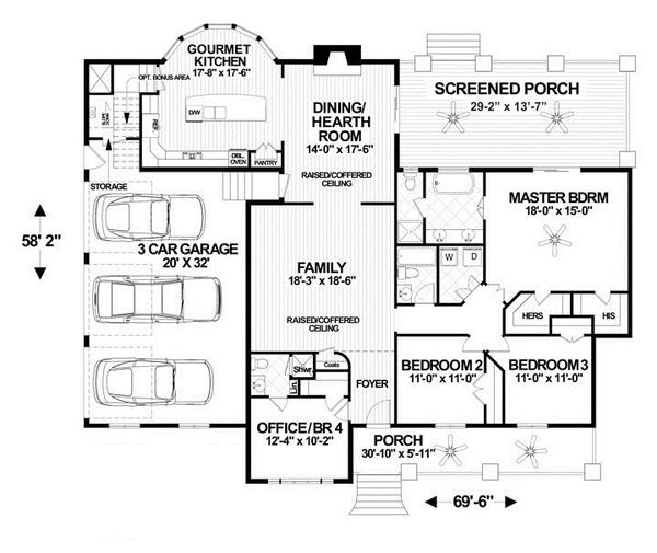 Architectural House Design - Craftsman Floor Plan - Main Floor Plan #56-699