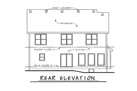 Exterior - Rear Elevation for Bungalow House Plan #20-1846 - 4 bed, 3 bath