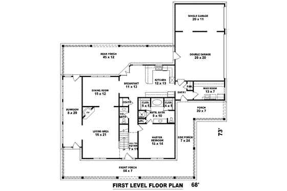 Floor Plan - Main Floor for Traditional House Plan #81-1491 - 4 bed, 3.5 bath