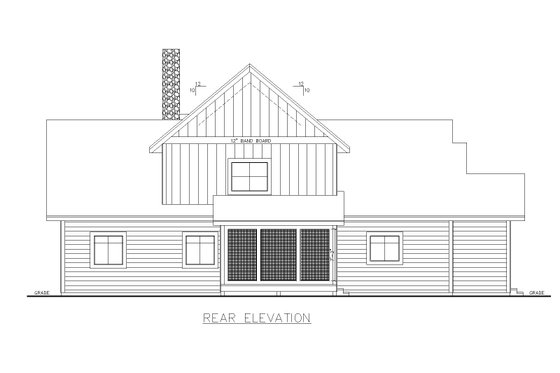Exterior - Rear Elevation for Farmhouse House Plan #117-897 - 3 bed, 3 bath